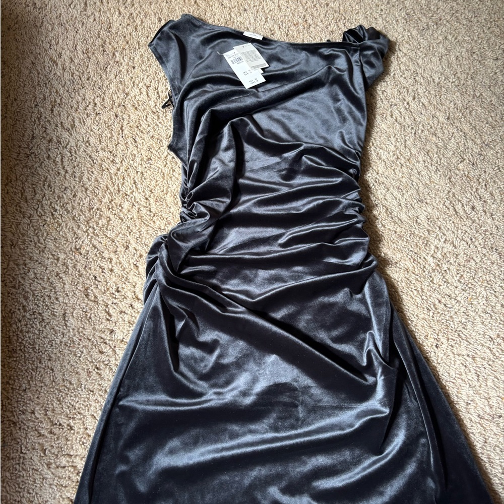 Abercrombie & Fitch Gray Ruched Asymmetrical Dress